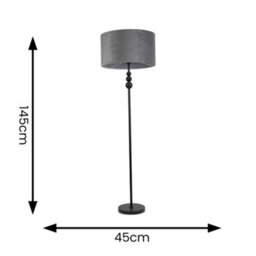 Valuelights Marissa Matt Black Stacked Ball Floor Lamp With Grey Velvet Shade - thumbnail 5