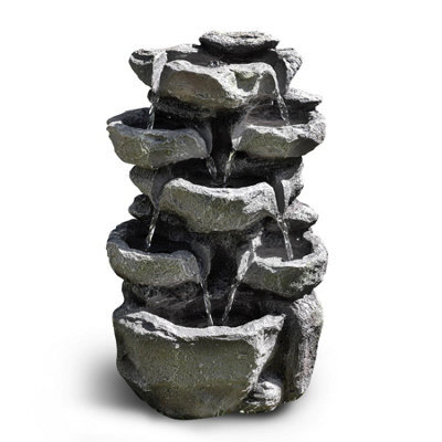 Geezy Solar Water Fountain Led Rock Solar Water Feature Home Garden Decoration - image 1