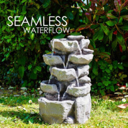 Geezy Solar Water Fountain Led Rock Solar Water Feature Home Garden Decoration - thumbnail 3