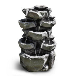 Geezy Solar Water Fountain Led Rock Solar Water Feature Home Garden Decoration - thumbnail 1