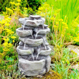 Geezy Solar Water Fountain Led Rock Solar Water Feature Home Garden Decoration - thumbnail 4