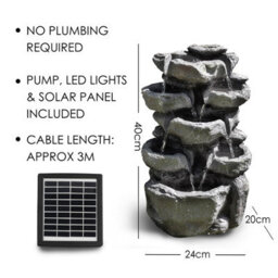 Geezy Solar Water Fountain Led Rock Solar Water Feature Home Garden Decoration - thumbnail 7