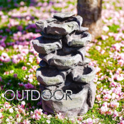 Geezy Solar Water Fountain Led Rock Solar Water Feature Home Garden Decoration - thumbnail 2