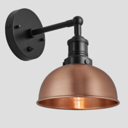 Industville Brooklyn Dome Wall Light, 8 Inch, Copper, Black Holder - thumbnail 2