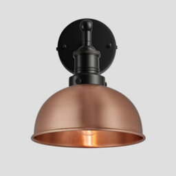 Industville Brooklyn Dome Wall Light, 8 Inch, Copper, Black Holder - thumbnail 1
