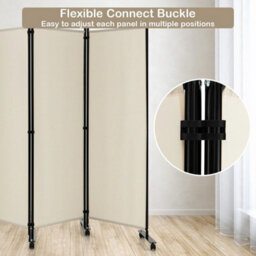 Rolling 4 Panel Room Divider Portable Freestanding Privacy Screen - thumbnail 4