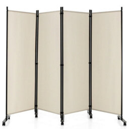 Rolling 4 Panel Room Divider Portable Freestanding Privacy Screen