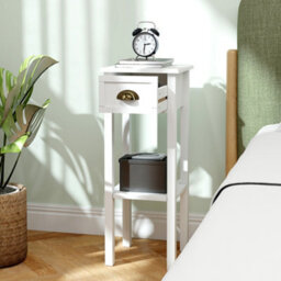 Homcom 2-Tier Side Tables Set Of 2 With Drawer Shelf For Living Room, White - thumbnail 7