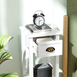 Homcom 2-Tier Side Tables Set Of 2 With Drawer Shelf For Living Room, White - thumbnail 9