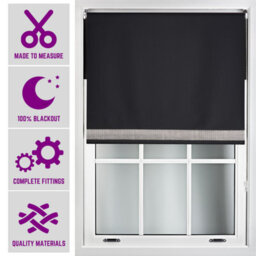 Furnished Diamante Edge Blackout Roller Blinds Made To Measure - Black (W)210Cm X (L)165Cm - thumbnail 1