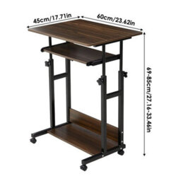 Black Qak Mobile Height Adjustable Bedside Desk With Keyboard Tray - thumbnail 2