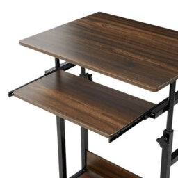 Black Qak Mobile Height Adjustable Bedside Desk With Keyboard Tray - thumbnail 3