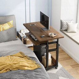 Black Qak Mobile Height Adjustable Bedside Desk With Keyboard Tray - thumbnail 5