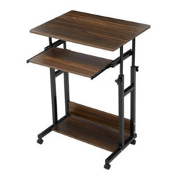 Black Qak Mobile Height Adjustable Bedside Desk With Keyboard Tray - thumbnail 1
