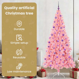 Vidaxl Christmas Tree With 300 Leds With Stand Pink 210 Cm Pvc - thumbnail 7