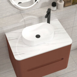 Royal Bathrooms Venice 700mm Terracotta Clay Wall Mounted Bathroom Countertop Vanity Unit 2 Drawer With Lyon Basin - thumbnail 6