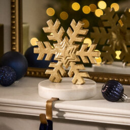 Dibor Marble And Gold Snowflake Decorative Stocking Hook Fireplace Stocking Holder Christmas Stocking Holder