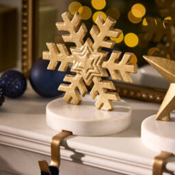 Dibor Marble And Gold Snowflake Decorative Stocking Hook Fireplace Stocking Holder Christmas Stocking Holder - thumbnail 5