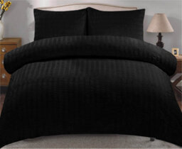 TheWhiteWater Limited Duvet Cover Set Seersucker Single/double/king/super King Bedding Set - Duvet Cover + Matching Pillowcase - Black - thumbnail 3