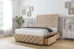 "Sloomy Vienna Pebble Plush Divan Bed 2 Drawers Right Side-26"" Strutted Headboard & 12"" Footboard 4' Small Double" - thumbnail 4
