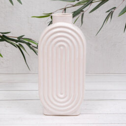 Annibells White Ribbed Natural Glazed Ceramic Oval Vases (8767) - Oval - thumbnail 2