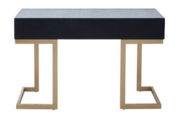 Orsina Stylish Brass Finish Console Table, Livingroom Table With Two Drawers, Lounge Table With Antique Mirror Top - thumbnail 5