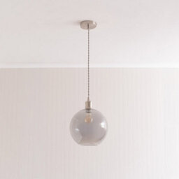 Valuelights Bellamy Smoked Glass Globe Brushed Chrome Single Ceiling Pendant Light - thumbnail 5