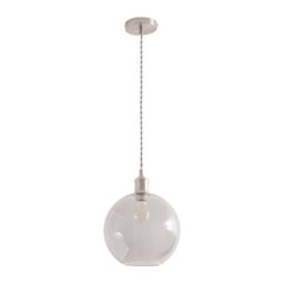 Valuelights Bellamy Smoked Glass Globe Brushed Chrome Single Ceiling Pendant Light - thumbnail 2