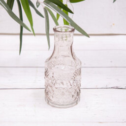 Annibells 4 Vintage Glass Patterned Bud Vases Green Crimson (15639) - thumbnail 3