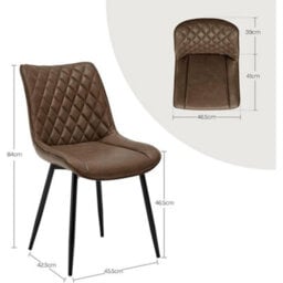 2Pcs Soft Leatherette Dining Chairs Accent Chairs W/ Upholstered Seat Metal Legs - thumbnail 2