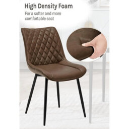 2Pcs Soft Leatherette Dining Chairs Accent Chairs W/ Upholstered Seat Metal Legs - thumbnail 5