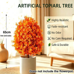 Amorly 65Cm Artificial Boxwood Topiary Shrubs, Fake Wheat Yellow Ball Trees With Ground Spike, Faux Greenery Decor For Indoor, Garden - thumbnail 4