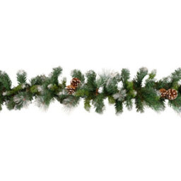 Samuel Alexander 270Cm X 25Cm Frosted Glacier Christmas Garland With Pine Cones - thumbnail 8