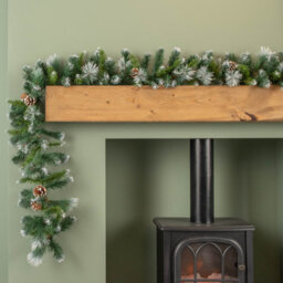 Samuel Alexander 270Cm X 25Cm Frosted Glacier Christmas Garland With Pine Cones - thumbnail 3
