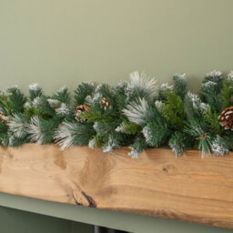 Samuel Alexander 270Cm X 25Cm Frosted Glacier Christmas Garland With Pine Cones - thumbnail 2