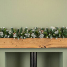 Samuel Alexander 270Cm X 25Cm Frosted Glacier Christmas Garland With Pine Cones - thumbnail 6