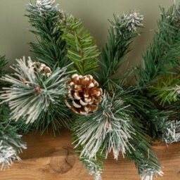 Samuel Alexander 270Cm X 25Cm Frosted Glacier Christmas Garland With Pine Cones - thumbnail 4
