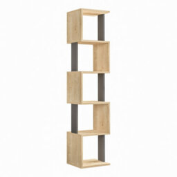 Decortie Piri Oak-Anthracite Grey 5 Tier Tall Freestanding Bookcase (H) 161Cm - thumbnail 2