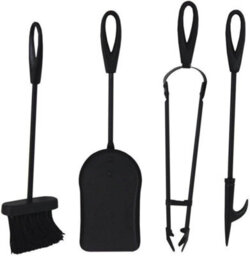 Trendi Black Coal Log Fire Ash Scuttle Hod + Shovel With 5 Piece Cast Iron Loop Design Companion Set - thumbnail 4