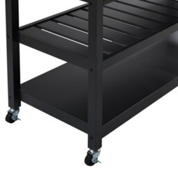Wyld And Coco Nordic Kitchen Trolley Black Frame Light Rubberwood Top 2 Drawers 2 Shelves. - thumbnail 9