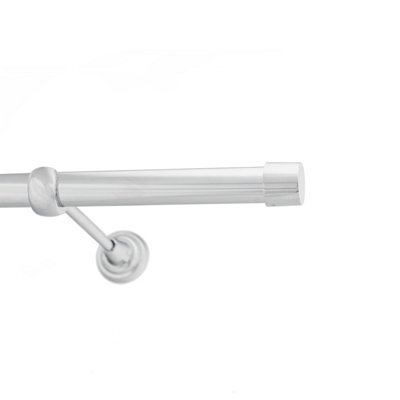 Toolty Chrome Metal Curtain Pole 25mm With Finials Rod Classic Brackets Luna 145Cm