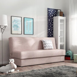 Adela Mini Sofa Bed With Storage Compact Pull Out Guest Bed Modern Upholstered Design Space Saving Solution Light Pink - thumbnail 2