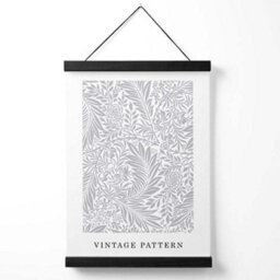 Artze Wall Art Vintage William Morris Larkspur In Grey And White / Black Frame / Size: A4 - thumbnail 1