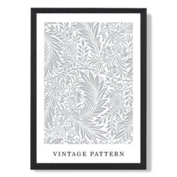 Artze Wall Art Vintage William Morris Larkspur In Grey And White / Black Frame / Size: A4 - thumbnail 2