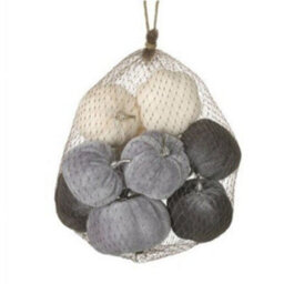 Bag Of Velvet Autumn Pumpkins - Grey & White Decor