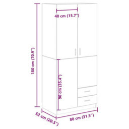 Vidaxl Wardrobe Old Wood 80X52X180 Cm Engineered Wood - thumbnail 9