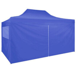 Berkfield Professional Folding Party Tent With 4 Sidewalls 3X4 M Steel Blue - thumbnail 3