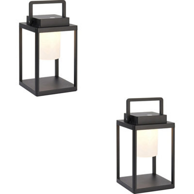 Loops 2 Pack Matt Black & Diffused Dimmable Lamp - Usb Chargeable Led Lantern - Ip44 Outdoor Table Light - image 1