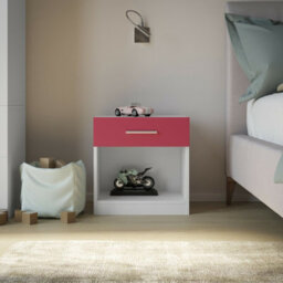 Urbn-Living Urbnliving Height 46Cm 1 Drawer Particle Board Bedroom Furniture Pink Colour Bedside Table - thumbnail 2