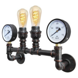 Long Life Lamps Company Vintage Industrial Pipe Wall Light With Twin Guage M0188P - thumbnail 4